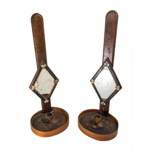 19th Century Rare Pair of Shaker or Sailor Made Mirrored Candle Sconces