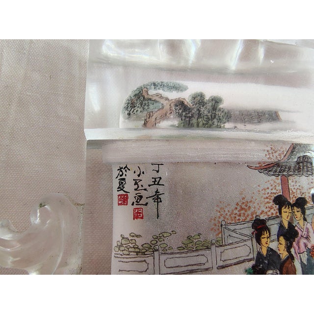 Transparent Monumental 10.5" Signed Xiao Yu Chinese Inside-Painted Glass Snuff Bottle - 1997 For Sale - Image 8 of 16