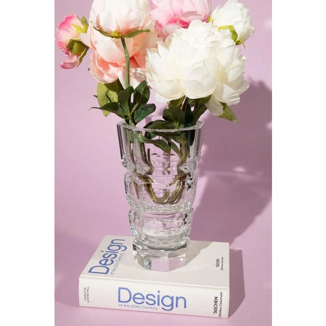 1940s Art Deco Clear Cut Crystal Vase Attributed to Josef Hoffman for Moser For Sale - Image 9 of 12