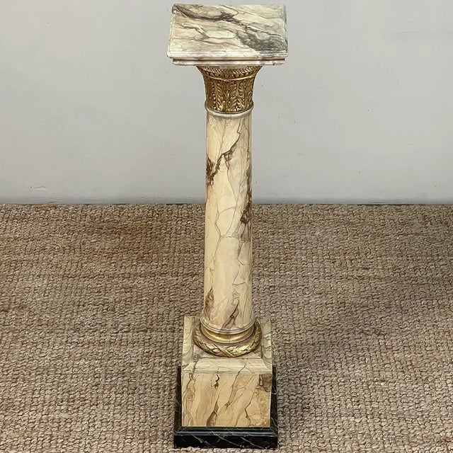 French 19th Century French Louis XVI Faux Marble Pedestal For Sale - Image 3 of 12
