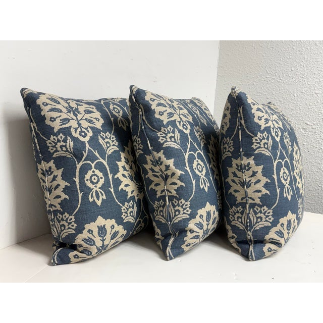 American Bespoke Floral Damask Throw Pillows, Set of Three For Sale - Image 3 of 12