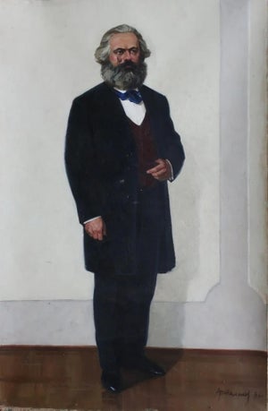 Karl Marx Portrait, Antique Oil Painting, Socialist Realism Art 200-130