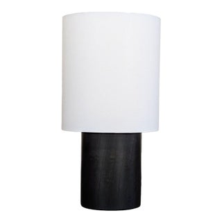 Modern Room & Board Haddie Modern Black Oak Table Lamp With White Shade For Sale