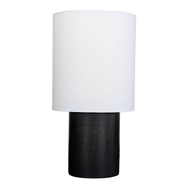 Modern Room & Board Haddie Modern Black Oak Table Lamp With White Shade For Sale
