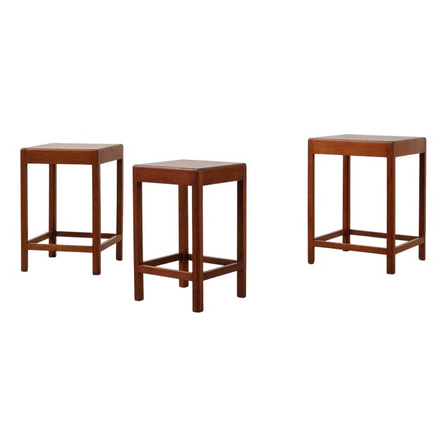 Art Deco Oak Stacking Tables, France, 1920s, Set of 3 For Sale