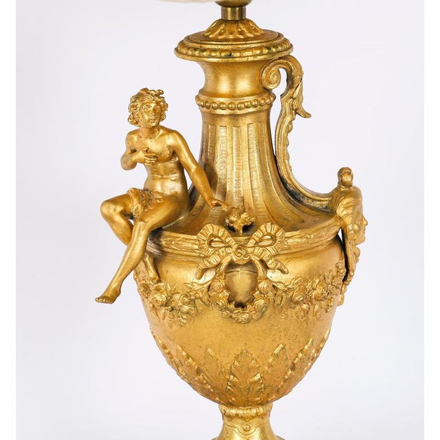Antique Neoclassical Ormolu and Pink Marble Table Lamps, 20th Century, Set of 2 For Sale - Image 5 of 18
