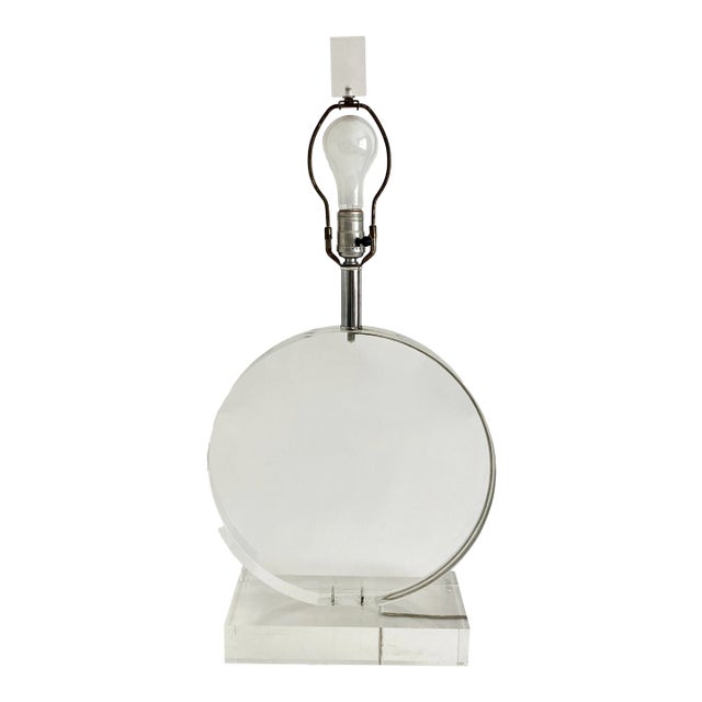 1970s French Lucite Karl Springer Style Lamp Signed Marlee For Sale