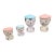 Vintage Boy & Girl Egg Cups Salt Pepper Shakers Japan Kitsch 1950 Fun Set Blue Pink - Set of 4 For Sale
