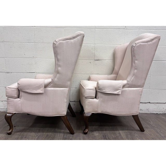 Vintage Charles Custom Furniture High Back Wingback Chairs - Pair For Sale - Image 10 of 13