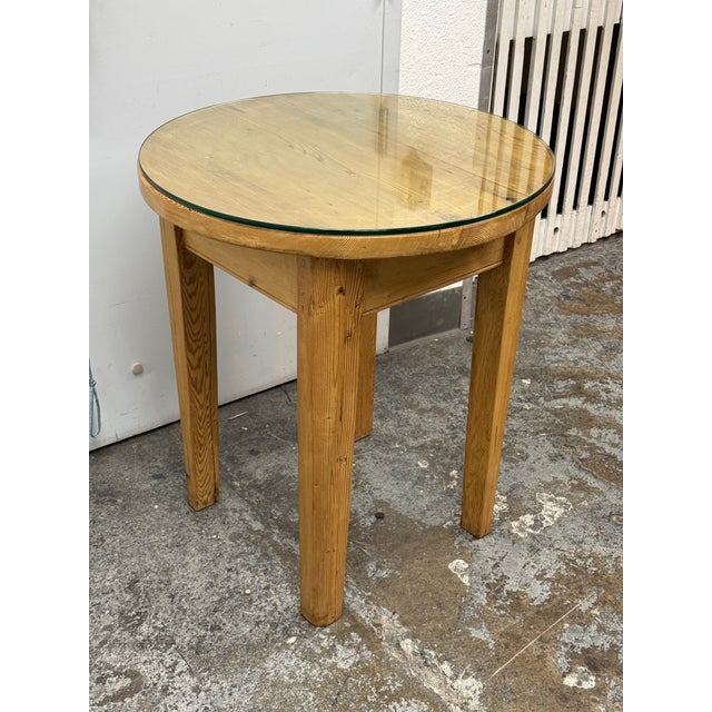 American Custom Design Pine + Glass Side Table For Sale - Image 3 of 12