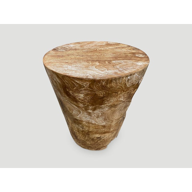 Andrianna Shamaris Organic Cerused Teak Wood Side Table For Sale In New York - Image 6 of 18