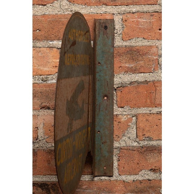 1930s Original Curtiss-Wright Aircraft Flanged Metal Sign For Sale In Chicago - Image 6 of 9