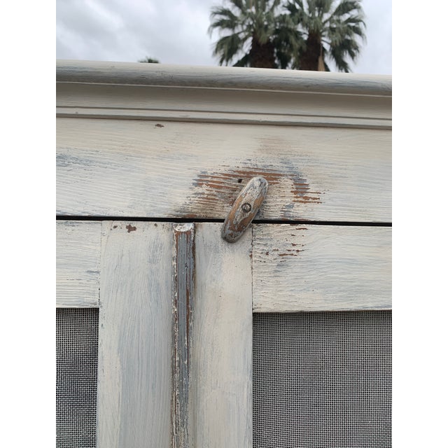 Antique Primitive Screened Pie Safe Painted Jelly Cupboard For Sale In Palm Springs - Image 6 of 17
