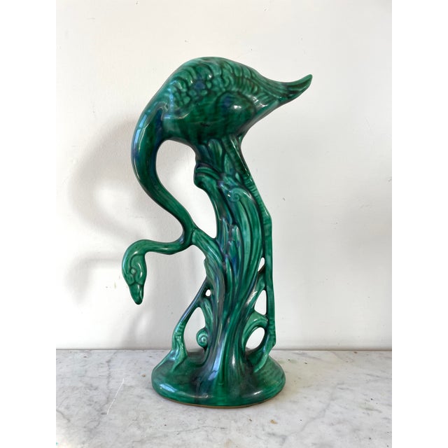 Vintage Emerald Green Ceramic Flamingo For Sale In New York - Image 6 of 6