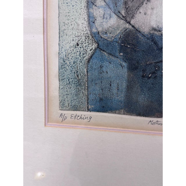Circa 1984 Artist Proof Etching "Mother and Child", Signed + Framed For Sale - Image 9 of 12