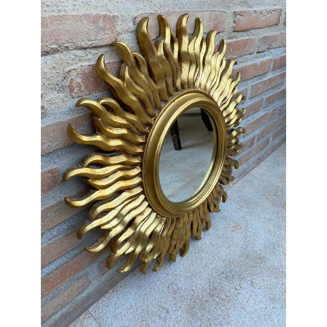 Mid-Century French Sunburst Mirror in Gold, 1950s For Sale - Image 12 of 18