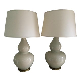 Ethan Allen Beverly Table Lamps in Ivory - A Pair For Sale