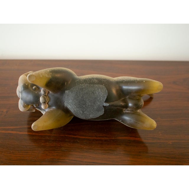 Mid Century Modern Murano Venetian Glass Scavo Glass Bull by Alfredo Barbini Italy For Sale - Image 9 of 11