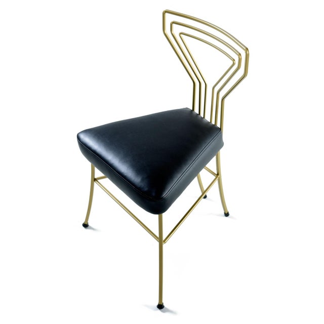 Gold Salterini Style Art Deco Restored Square Table Outdoor Patio Dining Set For Sale - Image 8 of 10