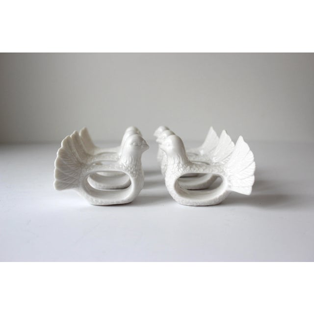 Vintage White Porcelain Dove Napkin Rings- Set of 6 For Sale - Image 6 of 10