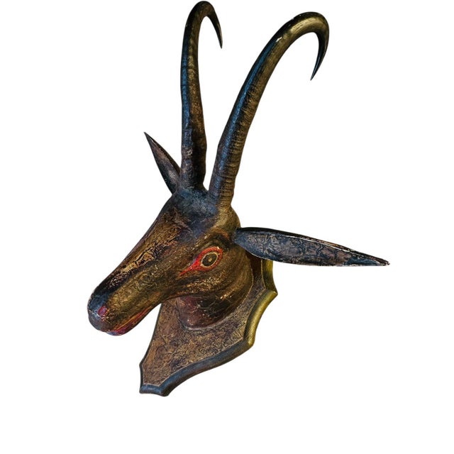 Cabin Black Forest Goat Chamois Deer Head For Sale - Image 3 of 5