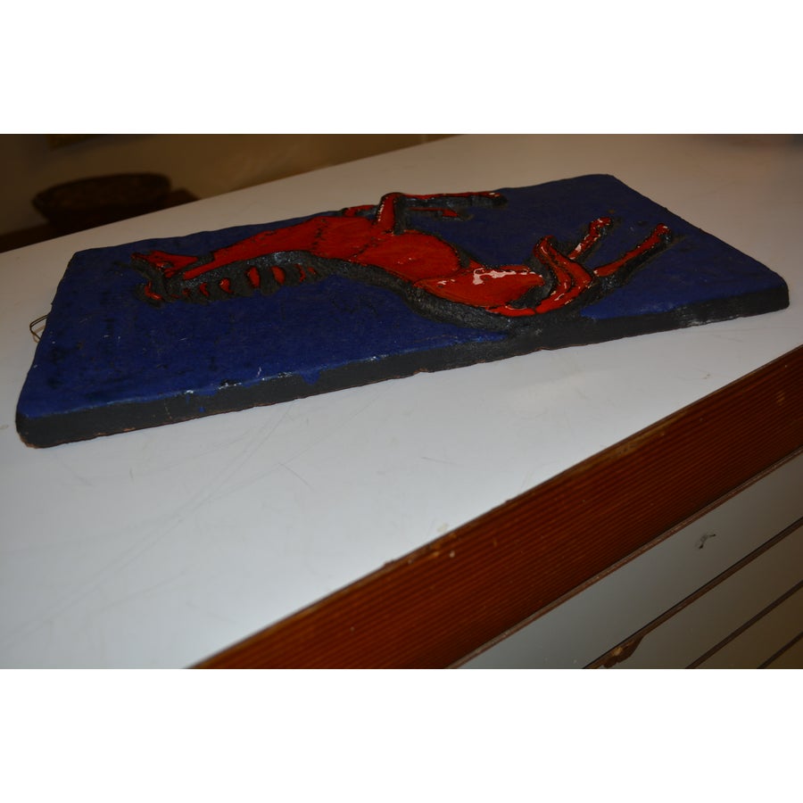 Vintage Ruscha Keramik Fat Lava Blue Stone Art Wall Plate