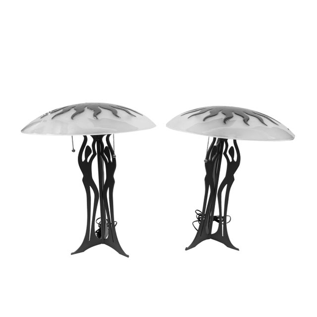 Black Three Graces Table Lamp Pair - By Cricket Forge For Sale - Image 8 of 8