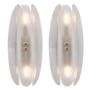 Paneled White Murano Glass Sconces For Sale