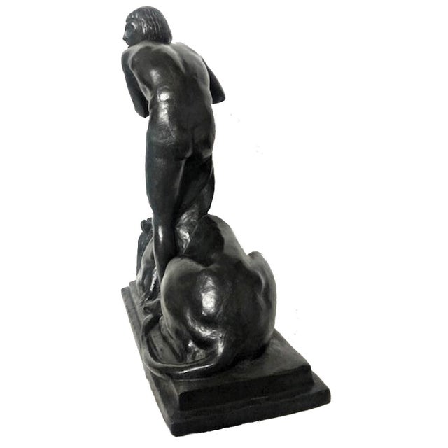 Ernst Seger, David and Lion, German Art Deco Patinated Bronze Sculpture, c. 1920 For Sale - Image 9 of 11