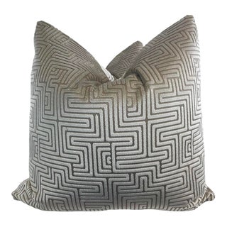 Schumacher "Lisboa Velvet" in Moonstone 22" Pillows-A Pair For Sale