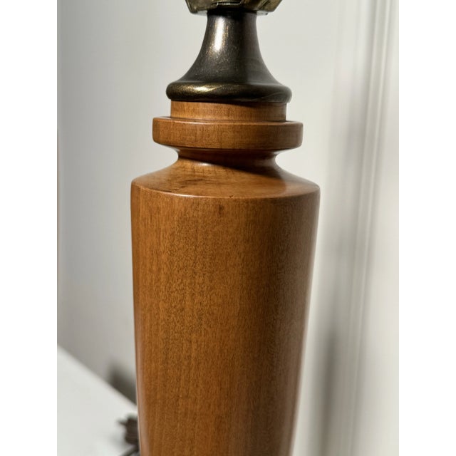 Neoclassical Traditional Brass & Solid Wood-TurnedTable Lamps, a Pair For Sale - Image 10 of 12