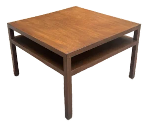 Mid-Century John Widdicomb Walnut Square Cocktail Table With Open Shelf