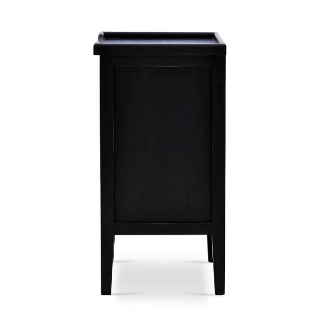 Pair of Country Style Three Drawer End Tables in Black For Sale - Image 4 of 7
