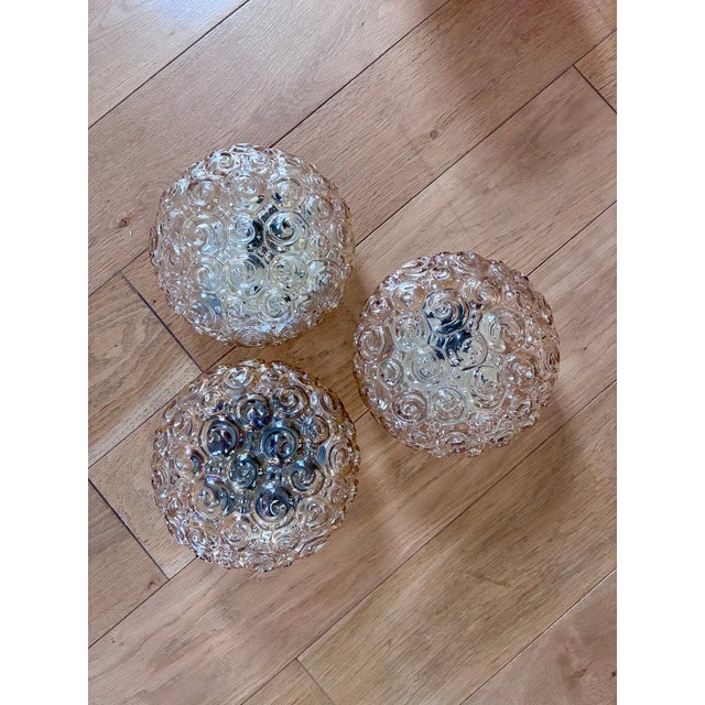 1970s Amber Bubble Wall Lights, 1960s, Set of 3 For Sale - Image 5 of 6
