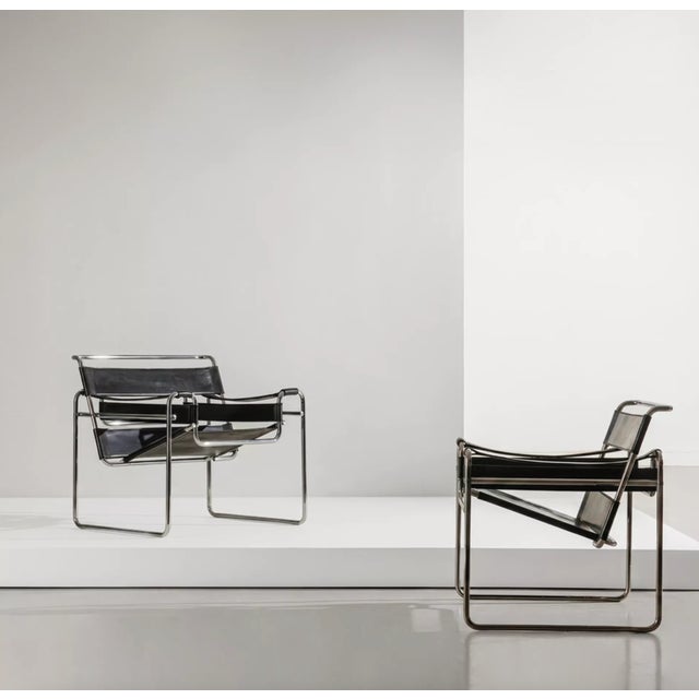 Metal Vintage Bauhaus Wassily Armchairs by Marcel Breuer for Knoll Int., 1970s, Set of 2 For Sale - Image 7 of 7