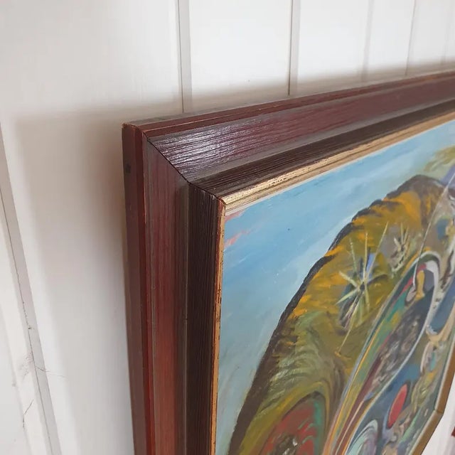 1970 Large Mid-Century Swedish Cosmic Esoteric Double-Sided Oil Painting "Nya Jorden" by Hildegard Persson For Sale - Image 12 of 18