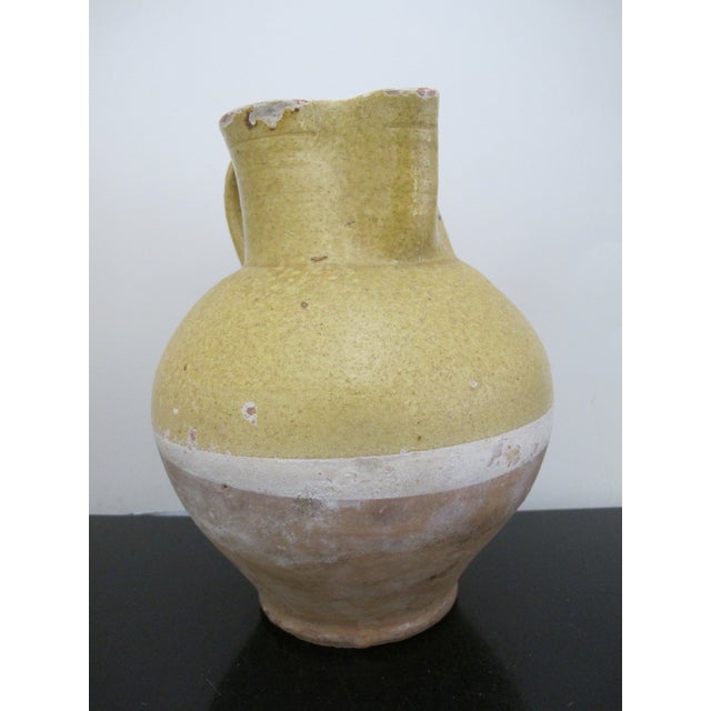 Antique 19thc French Glazed Yellow Confit Pottery Cruche Jug Pitcher 9 1/2" For Sale In Portland, OR - Image 6 of 10