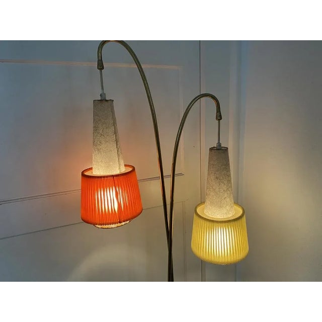 Mid-Century Brass Floor Lamp with Pleated Shades, 1950s For Sale - Image 17 of 18