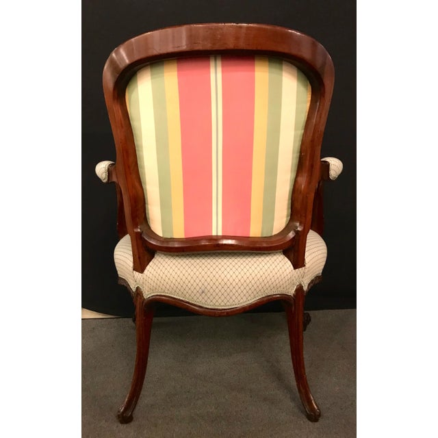 Louis XV Style Walnut Fauteuils or Bergères in a Scalamandre Fabric - a Pair For Sale - Image 10 of 13
