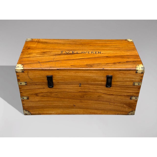 Camphor Wood Campaign Trunk, 1880s For Sale - Image 9 of 11