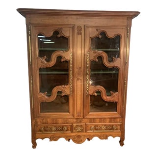 Late 19th Century Provincial Oak and Walnut Bibliotheque For Sale