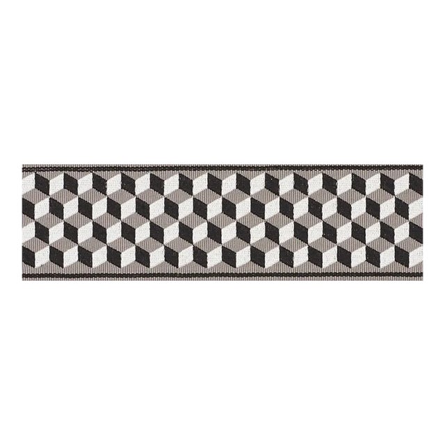 Sample - Schumacher X Miles Redd Tumbling Blocks Tape in Grisaille & Noir For Sale