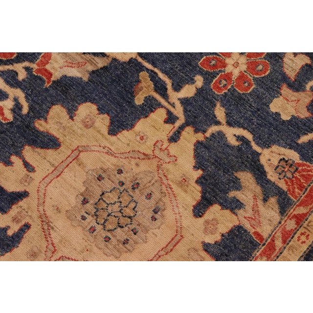 1990s Shabby Chic Ziegler Blue Tan Hand-Knotted Wool Rug - 8'2'' X 9'11'' For Sale - Image 5 of 8