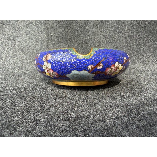 Vintage Blue Floral Cliosonne Catchall For Sale - Image 4 of 9
