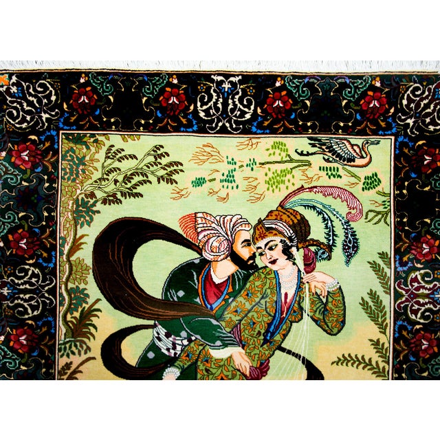 Vintage Pictorial Tabriz Rug For Sale - Image 4 of 12