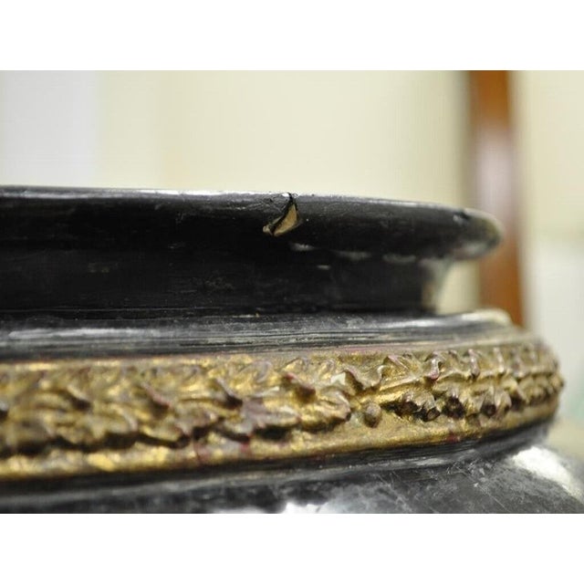 Stone Early 20th Century French Empire Style Tessellated Stone Marble Pedestal Stand Planter With Lions For Sale - Image 7 of 12