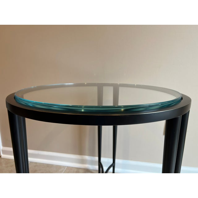 Baker Classico End Table, Blackened Bronze, Thick Glass Top, Baa3451 For Sale - Image 16 of 16