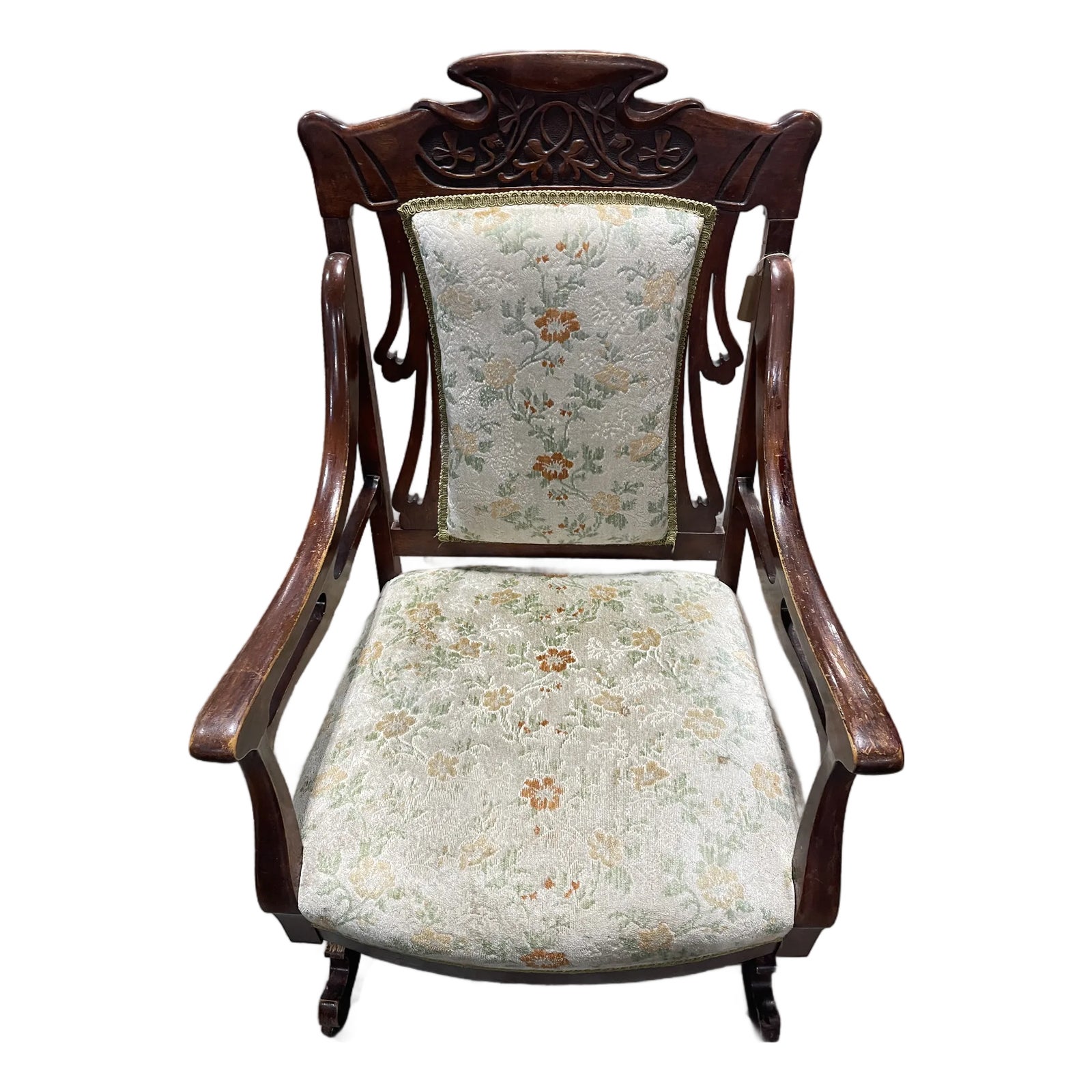 Late 19th Century Mahogany Art Nouveau Rocking Chair With Floral ...