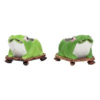 Chinese Porcelain Frog Form Jardinieres, Pair For Sale