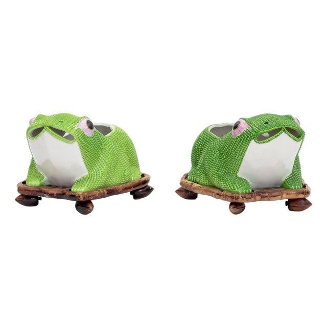 Chinese Porcelain Frog Form Jardinieres, Pair For Sale